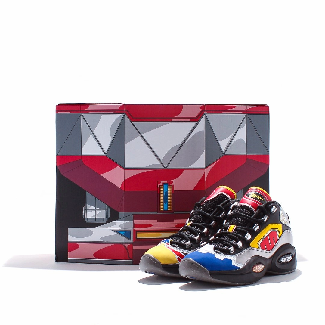 Reebok Classics Basketball Men x Power Rangers Question Mid Allen Iverson Black Silver Red GY0590 Reebok modern sport footwear