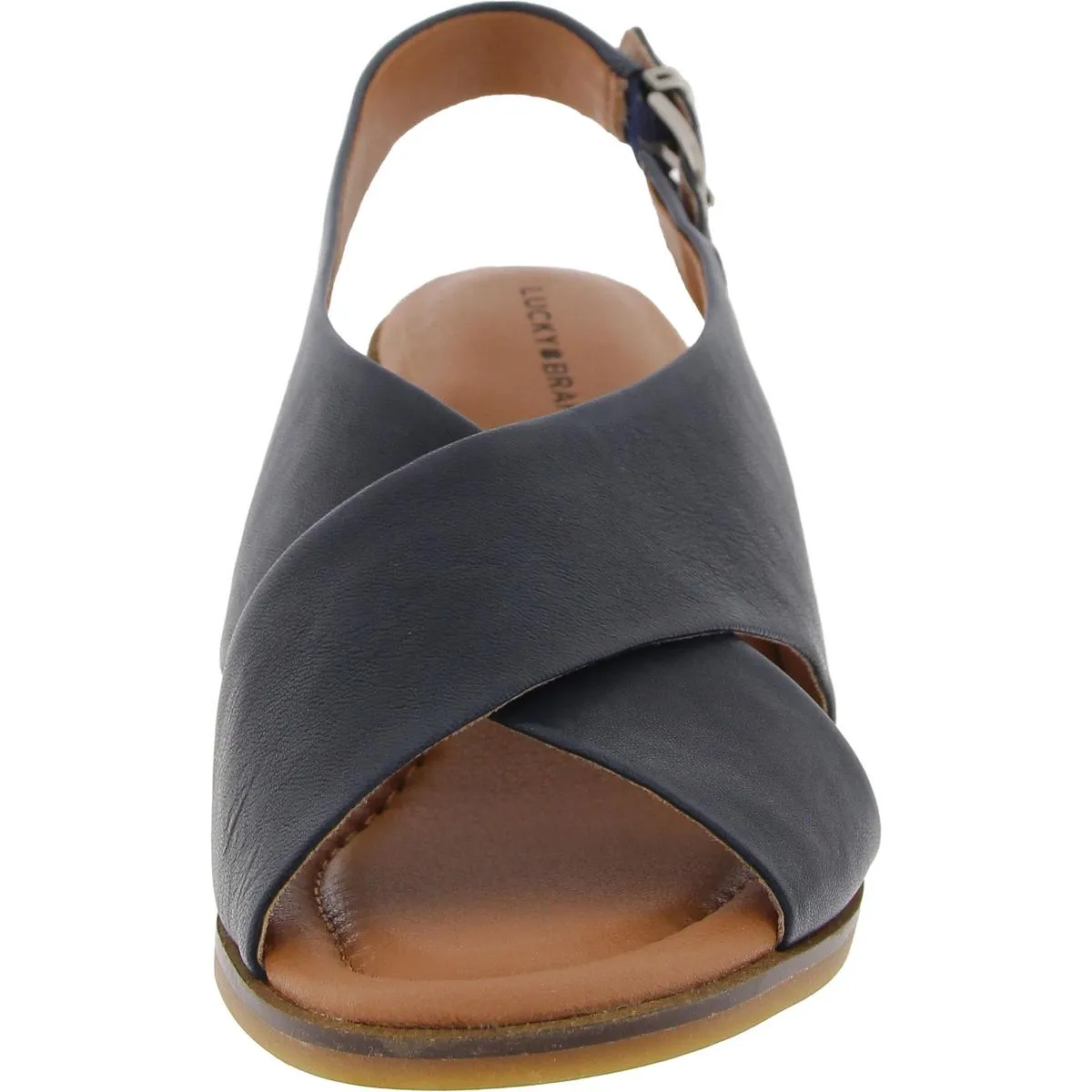 Rhidlee Womens Criss-Cross Leather Block Heel