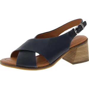 Rhidlee Womens Criss-Cross Leather Block Heel