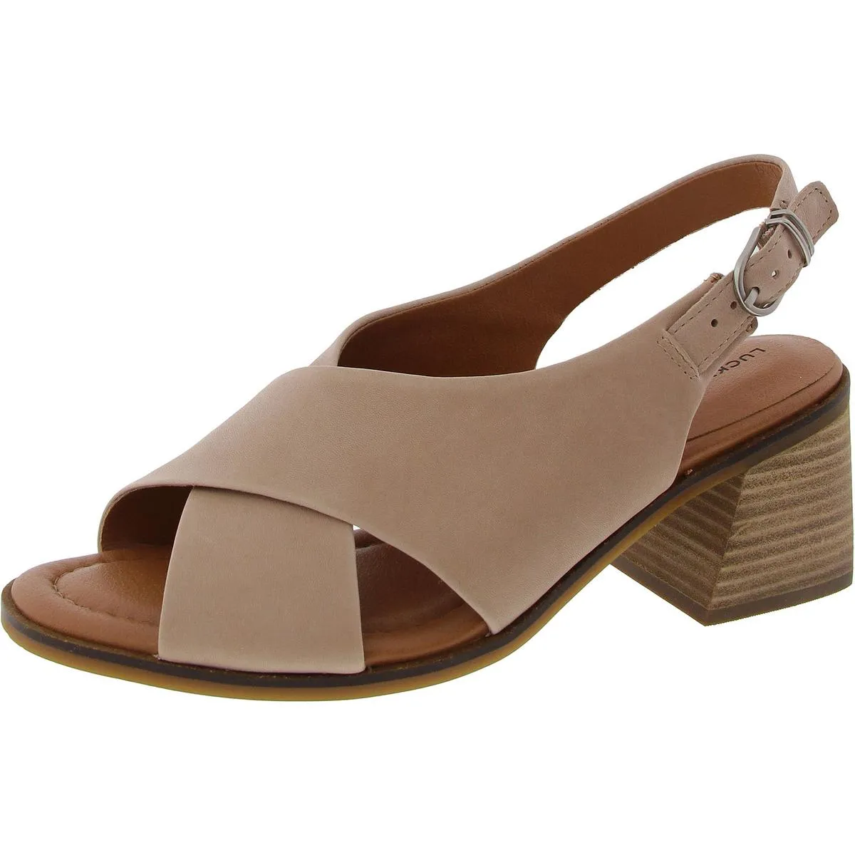 Rhidlee Womens Criss-Cross Leather Block Heel