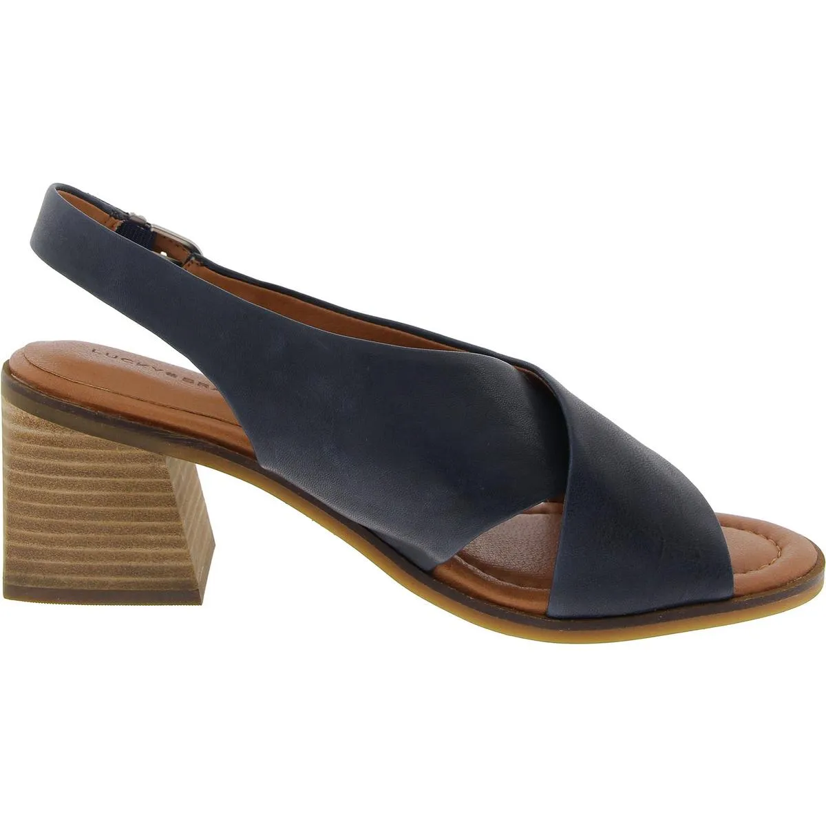 Rhidlee Womens Criss-Cross Leather Block Heel