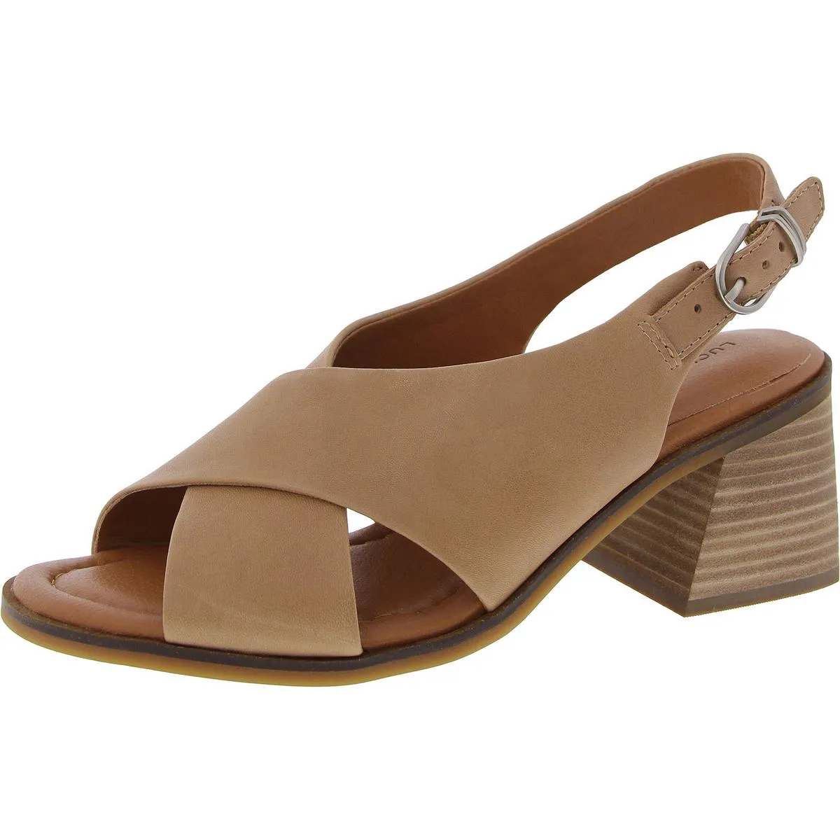 Rhidlee Womens Criss-Cross Leather Block Heel