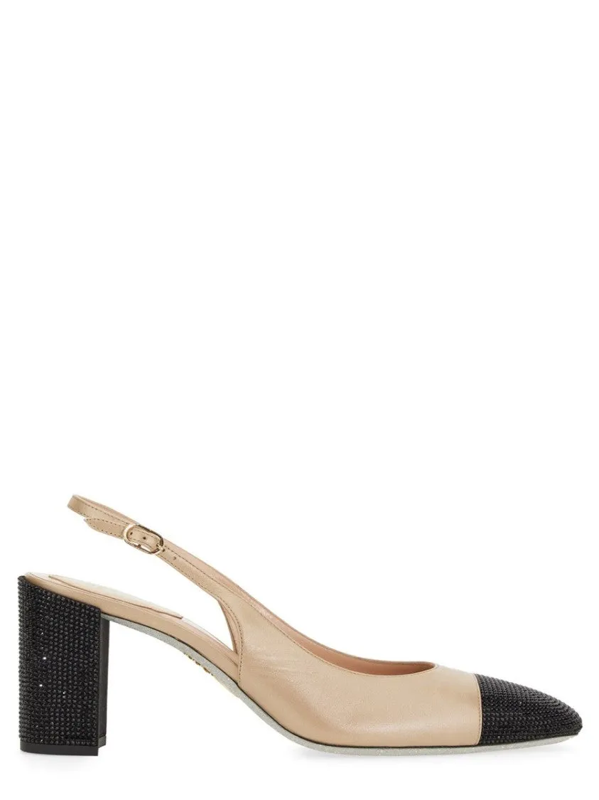 Rhinestone-Embellished Slingback Shoes