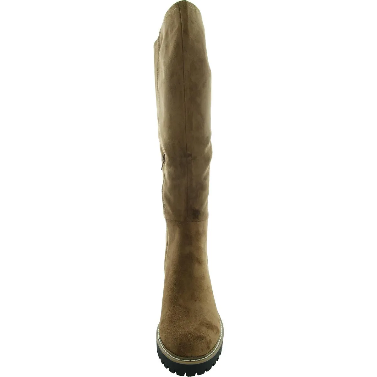 Risky Womens Faux Leather Lug Sole Knee-High Boots