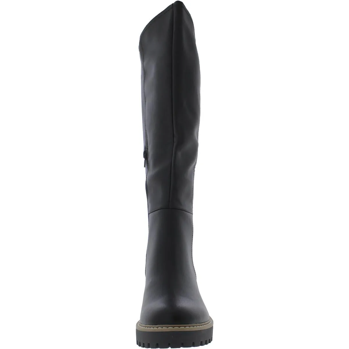Risky Womens Faux Leather Lug Sole Knee-High Boots