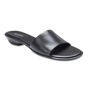 Saga Slide in Black Leather