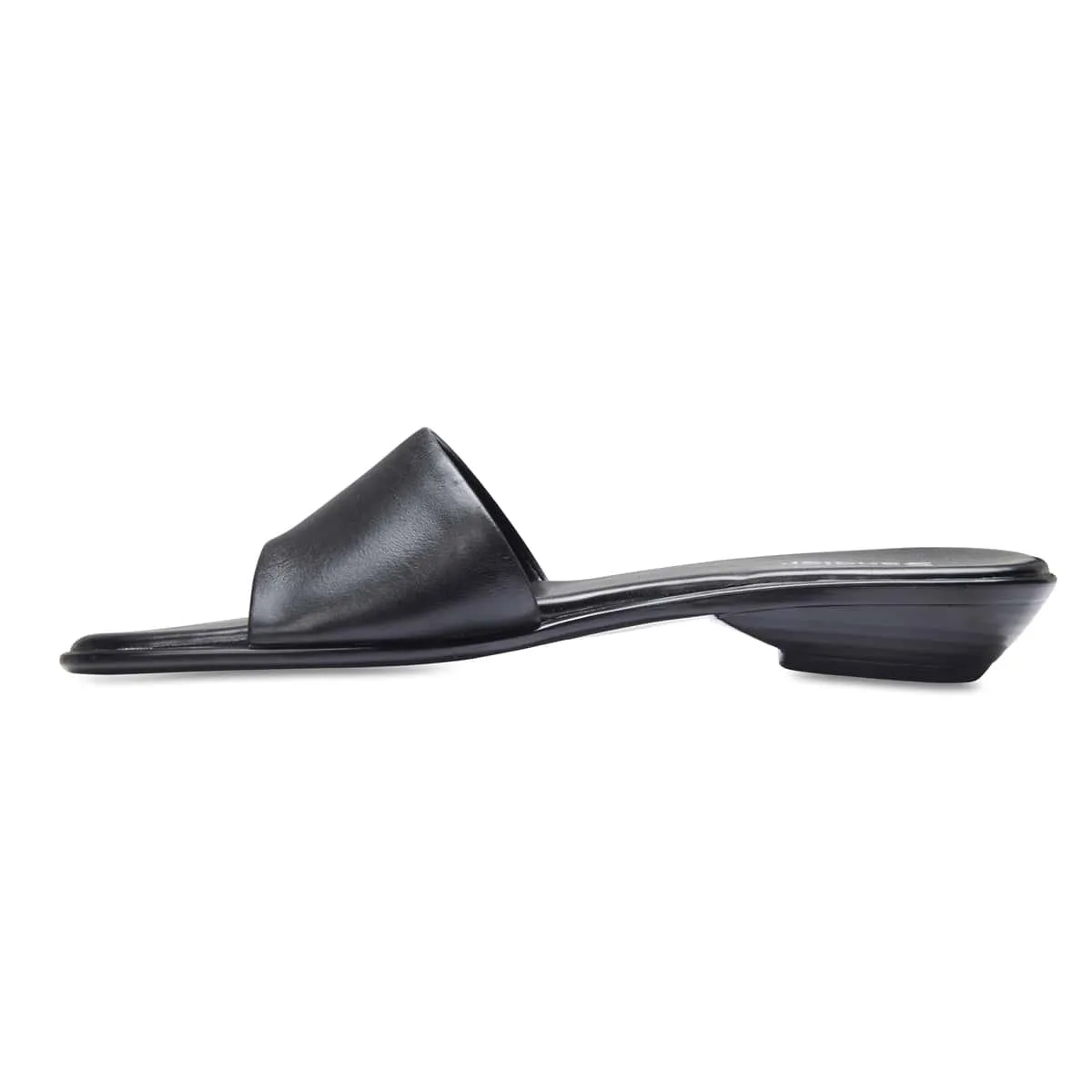 Saga Slide in Black Leather