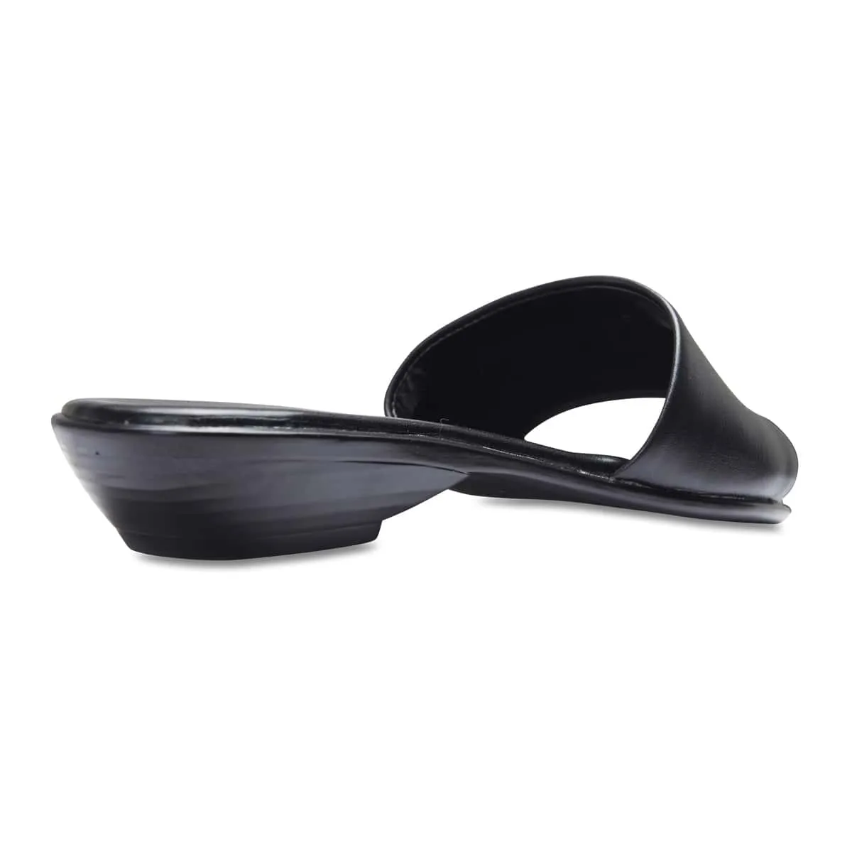 Saga Slide in Black Leather