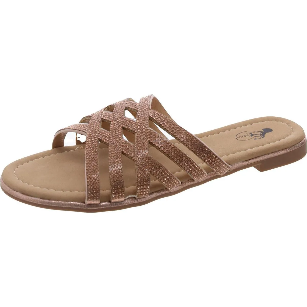 Sage Womens Embellished Strappy Slide Sandals