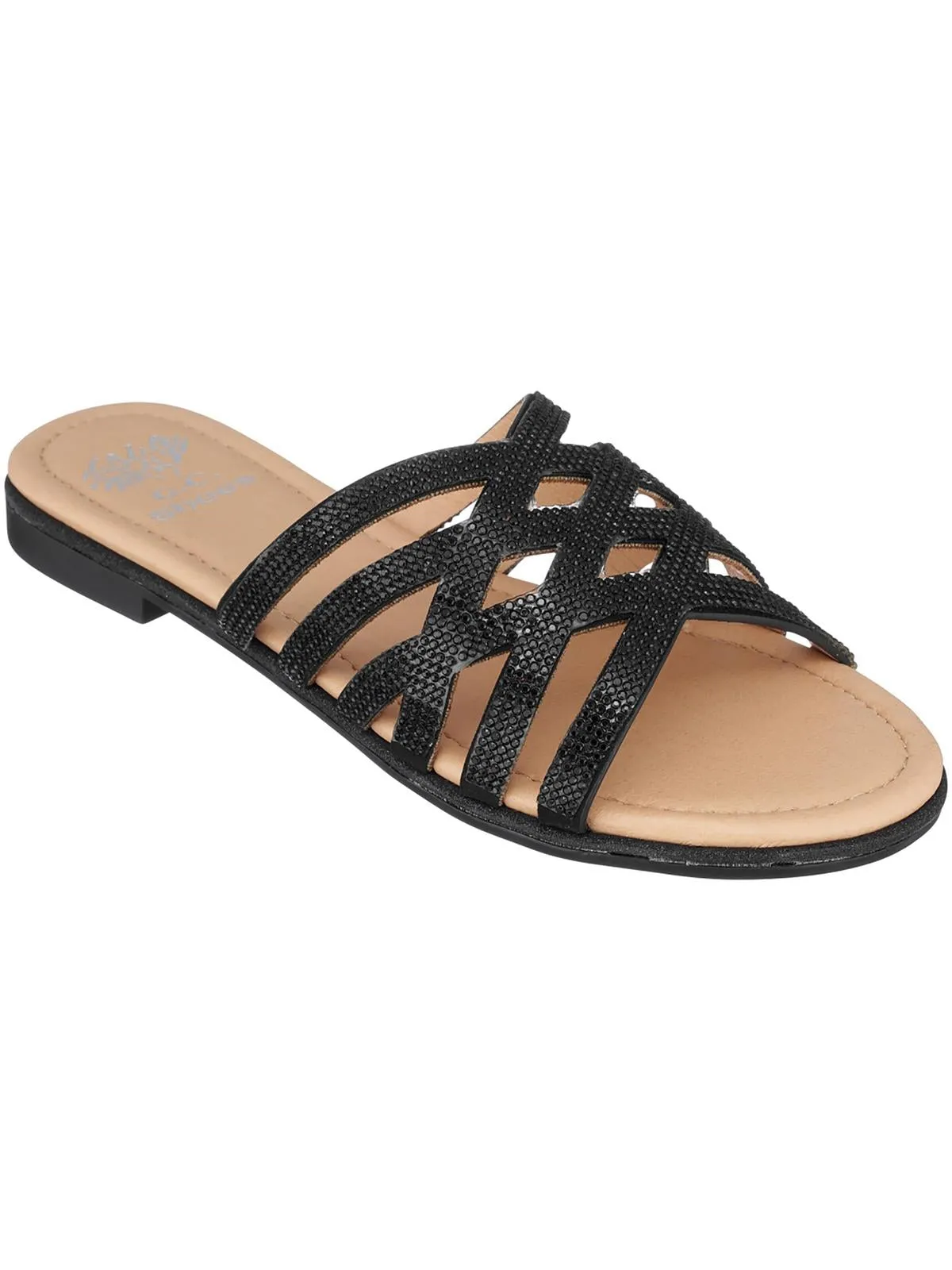 Sage Womens Embellished Strappy Slide Sandals