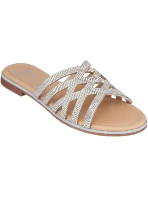 Sage Womens Embellished Strappy Slide Sandals