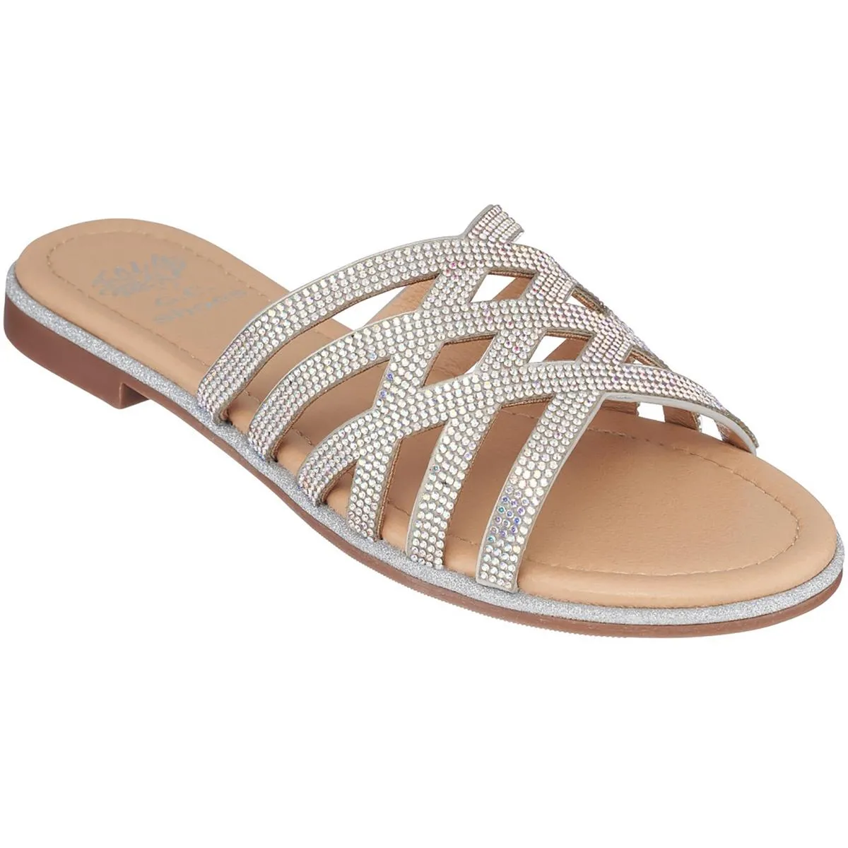 Sage Womens Embellished Strappy Slide Sandals