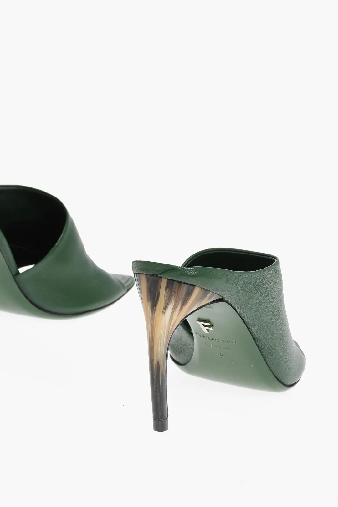 Salvatore Ferragamo Leather Nymphe Open Toe Mules 8Cm