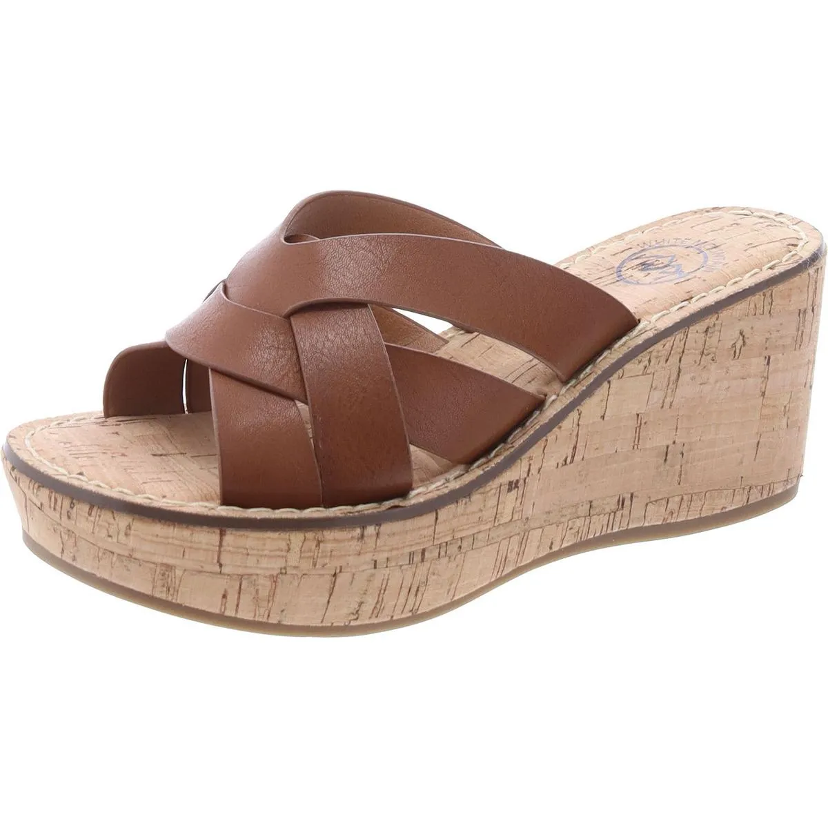 Samwell Womens Cork Slip On Wedge Sandals