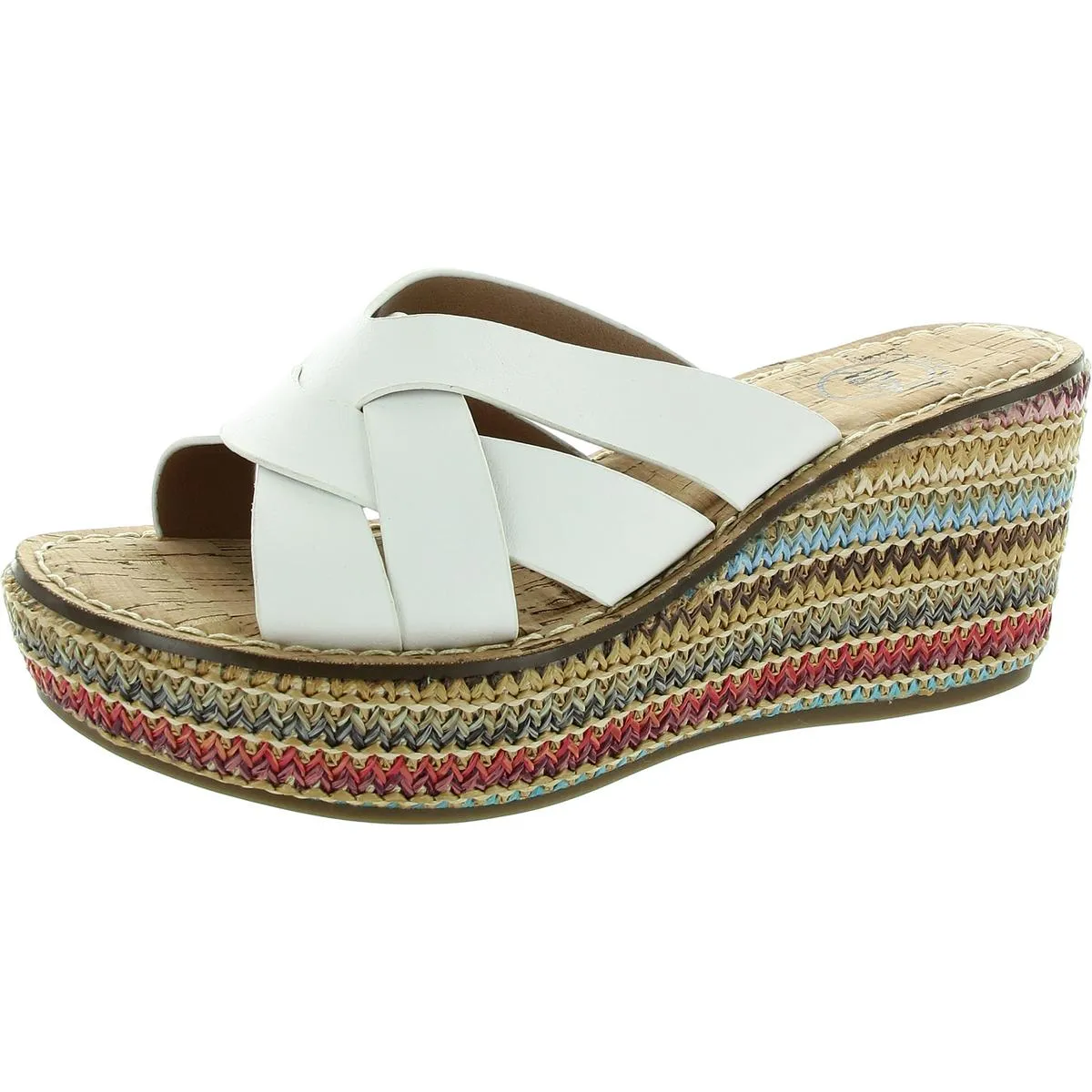 Samwell Womens Cork Slip On Wedge Sandals