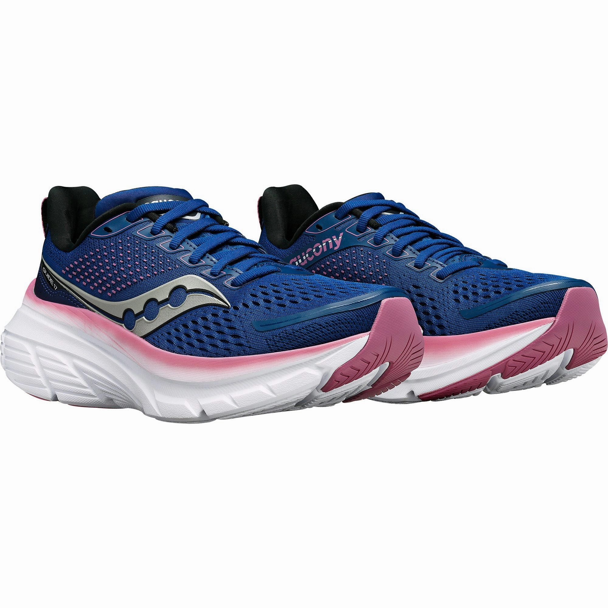 Saucony Guide 17 WIDE FIT Womens Running Shoes - Navy Stability Control Shoes