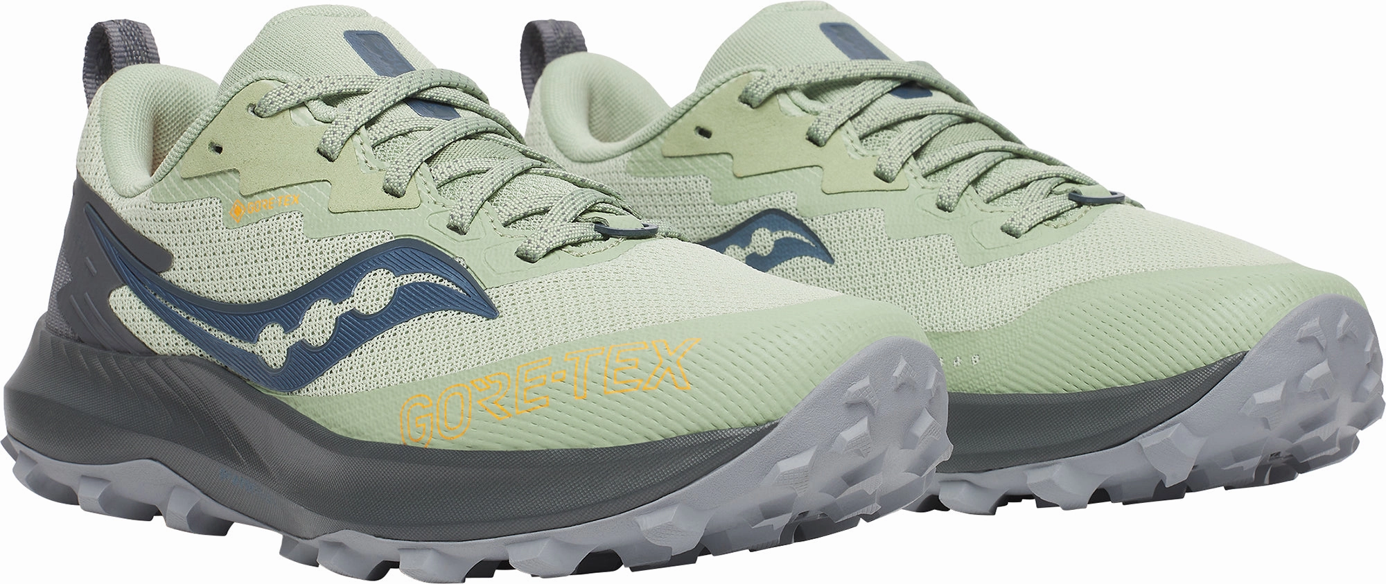 Saucony Peregrine 14 GORE-TEX Womens Trail Running Shoes - Green Off-Road Grip Sneakers