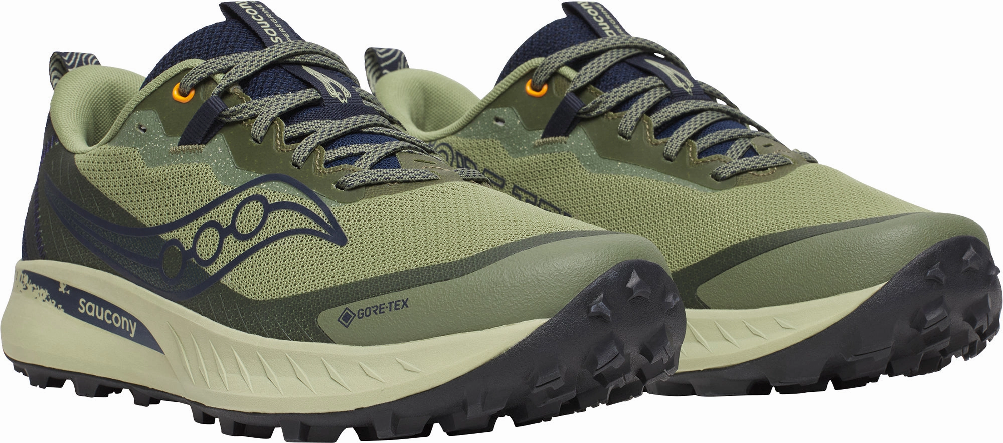 Saucony Peregrine 15 GORE-TEX Mens Trail Running Shoes - Green Off-Road Grip Sneakers