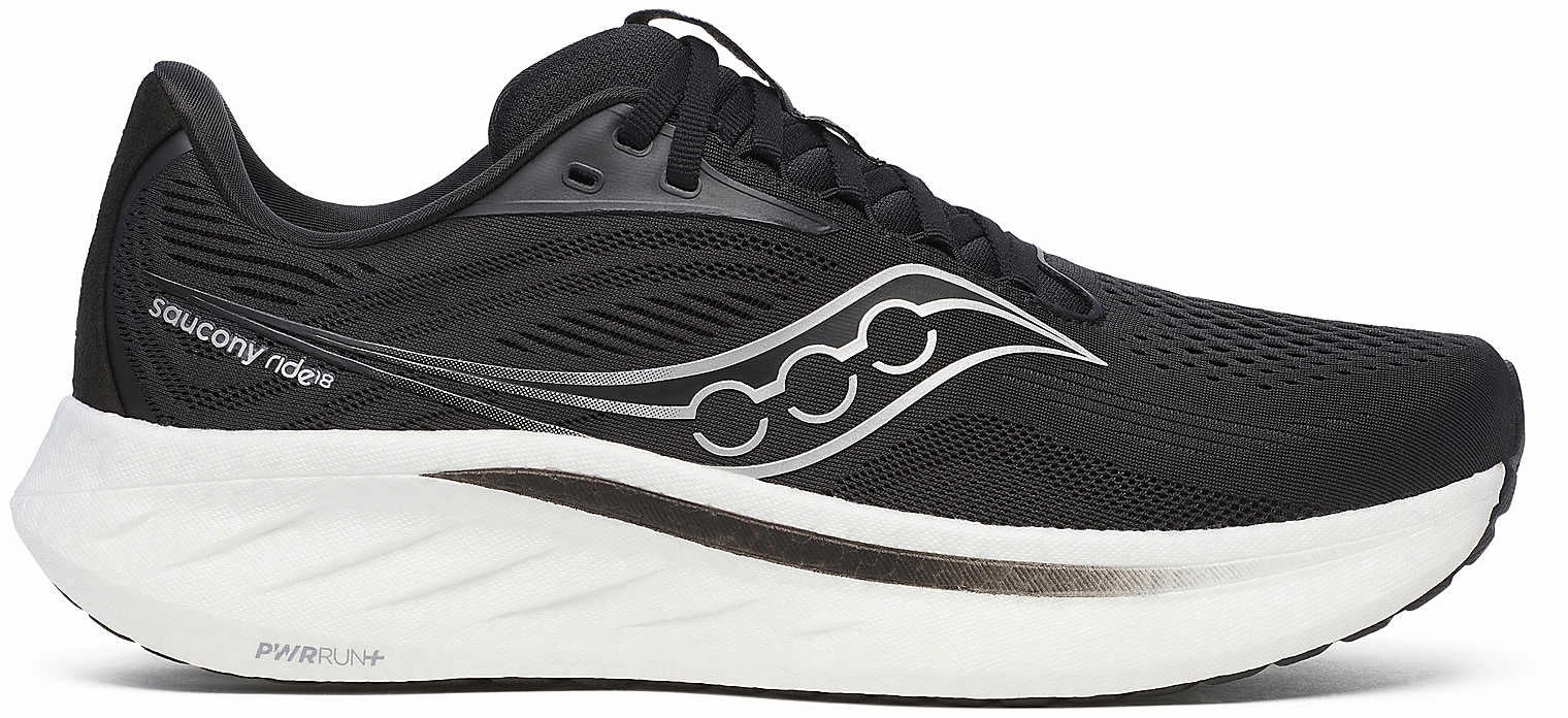 Saucony Ride 18 WIDE FIT Mens Running Shoes - Black Saucony Ride shoes