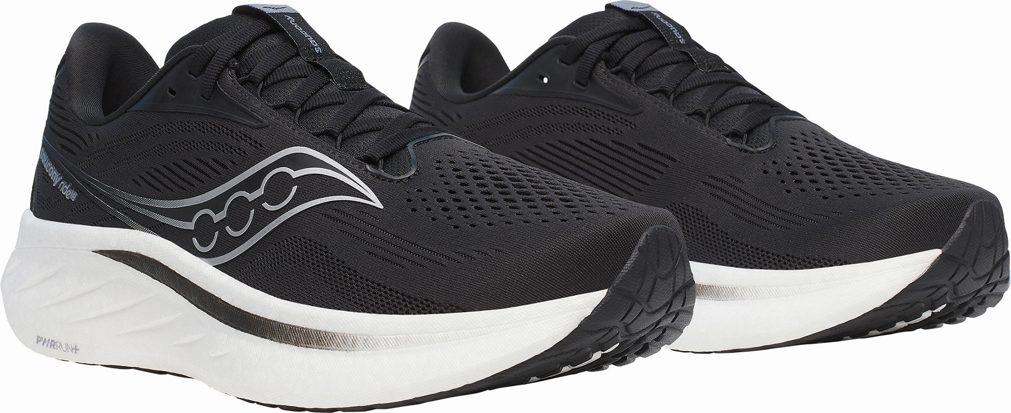 Saucony Ride 18 WIDE FIT Mens Running Shoes - Black Smooth Ride Shoes
