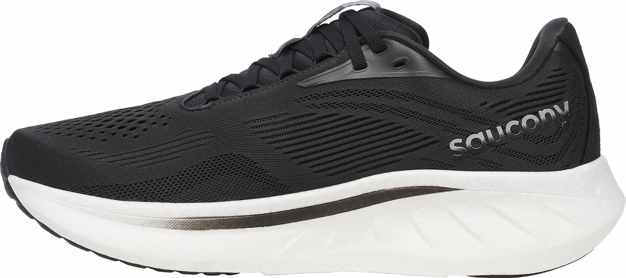 Saucony Ride 18 WIDE FIT Mens Running Shoes - Black Smooth Ride Shoes