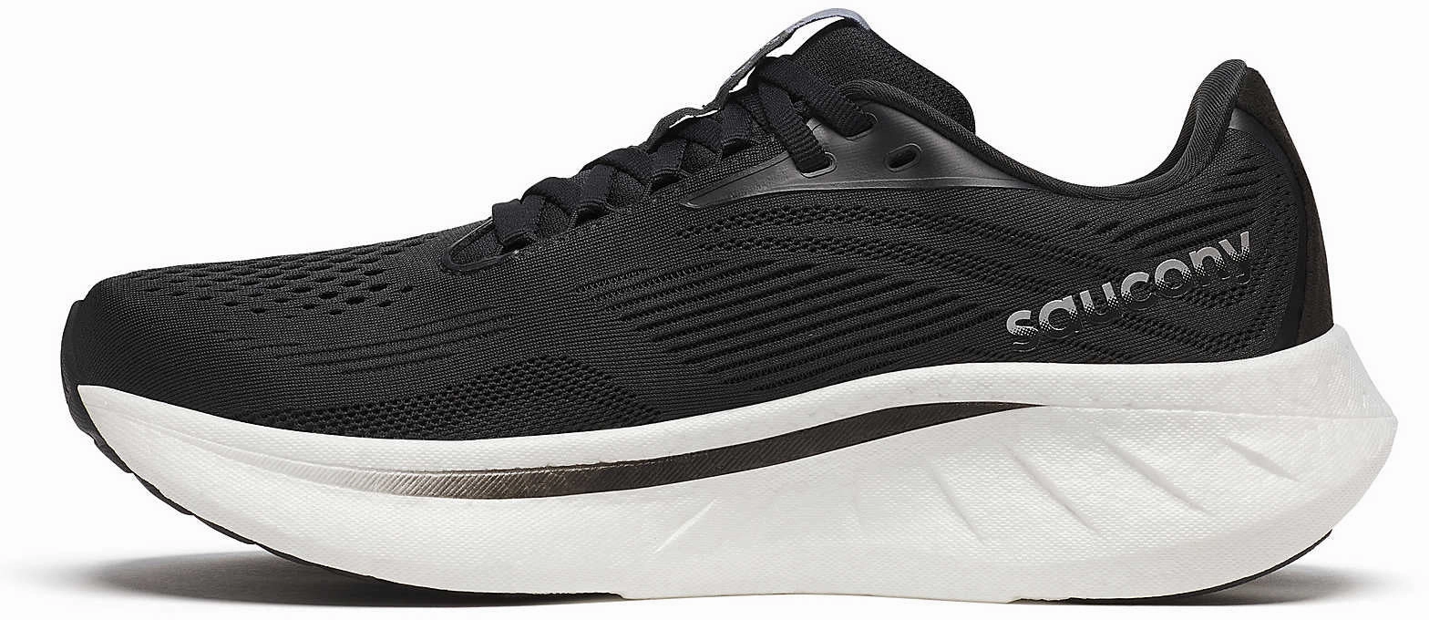 Saucony Ride 18 WIDE FIT Womens Running Shoes - Black Balanced Fit Runners