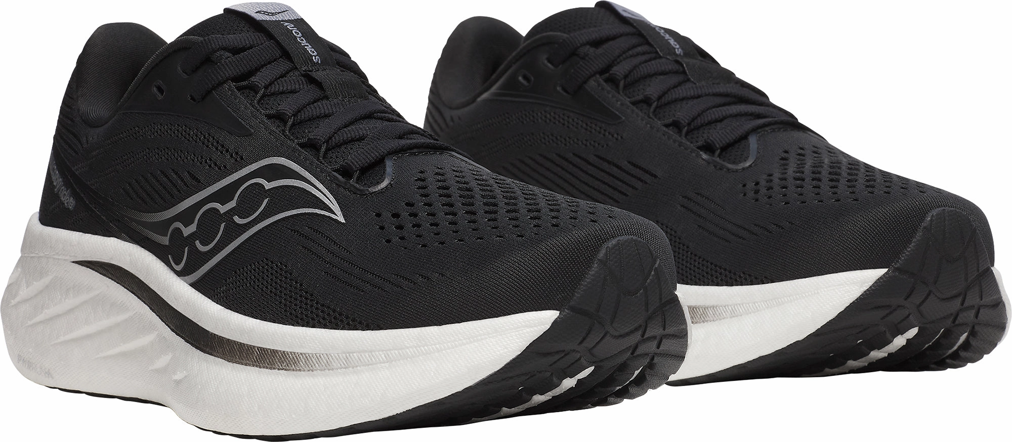 Saucony Ride 18 WIDE FIT Womens Running Shoes - Black Smooth Ride Shoes