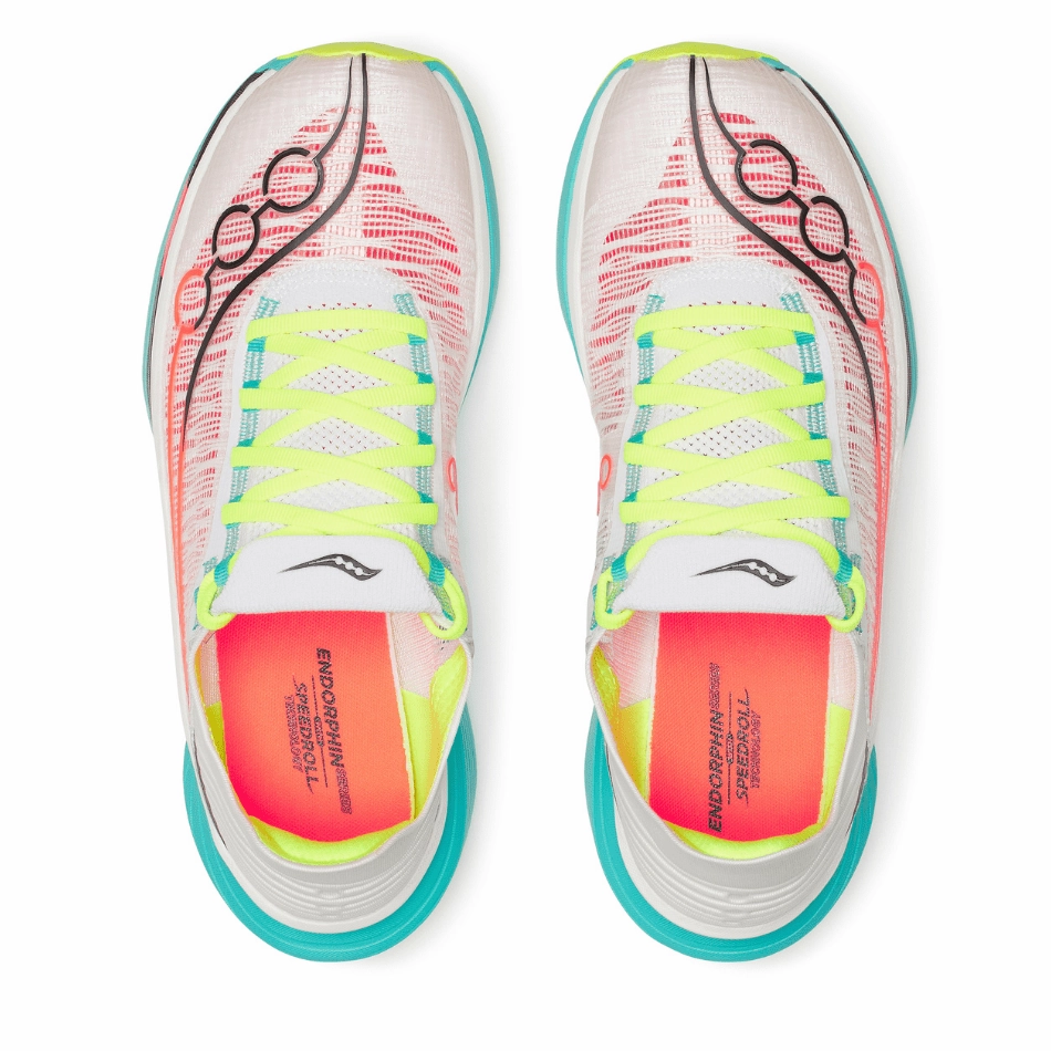 Saucony Unisex Endorphin Elite 2 Running Shoes in White/Mutant AW25 Saucony versatile athletic footwear