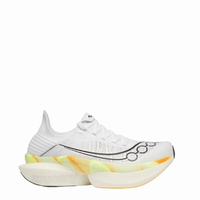 Saucony Unisex Endorphin Elite 2 Running Shoes in White/Peel SS25 Saucony lightweight trainers for everyday use