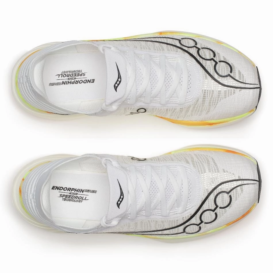 Saucony Unisex Endorphin Elite 2 Running Shoes in White/Peel SS25 Saucony versatile athletic footwear