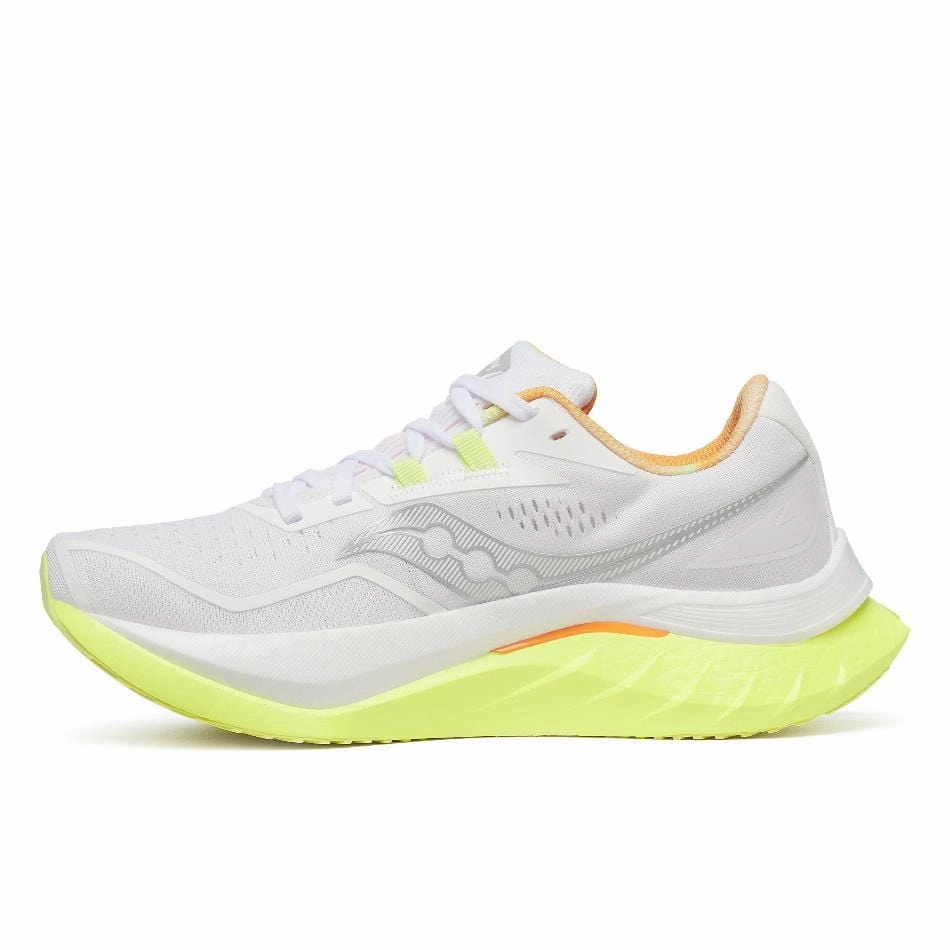 Saucony Women's Endorphin Speed 4 Running Shoes in White/Sunny SS25 Saucony versatile athletic footwear
