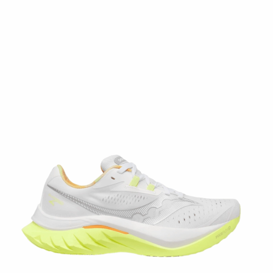 Saucony Women's Endorphin Speed 4 Running Shoes in White/Sunny SS25 Saucony lightweight trainers for everyday use