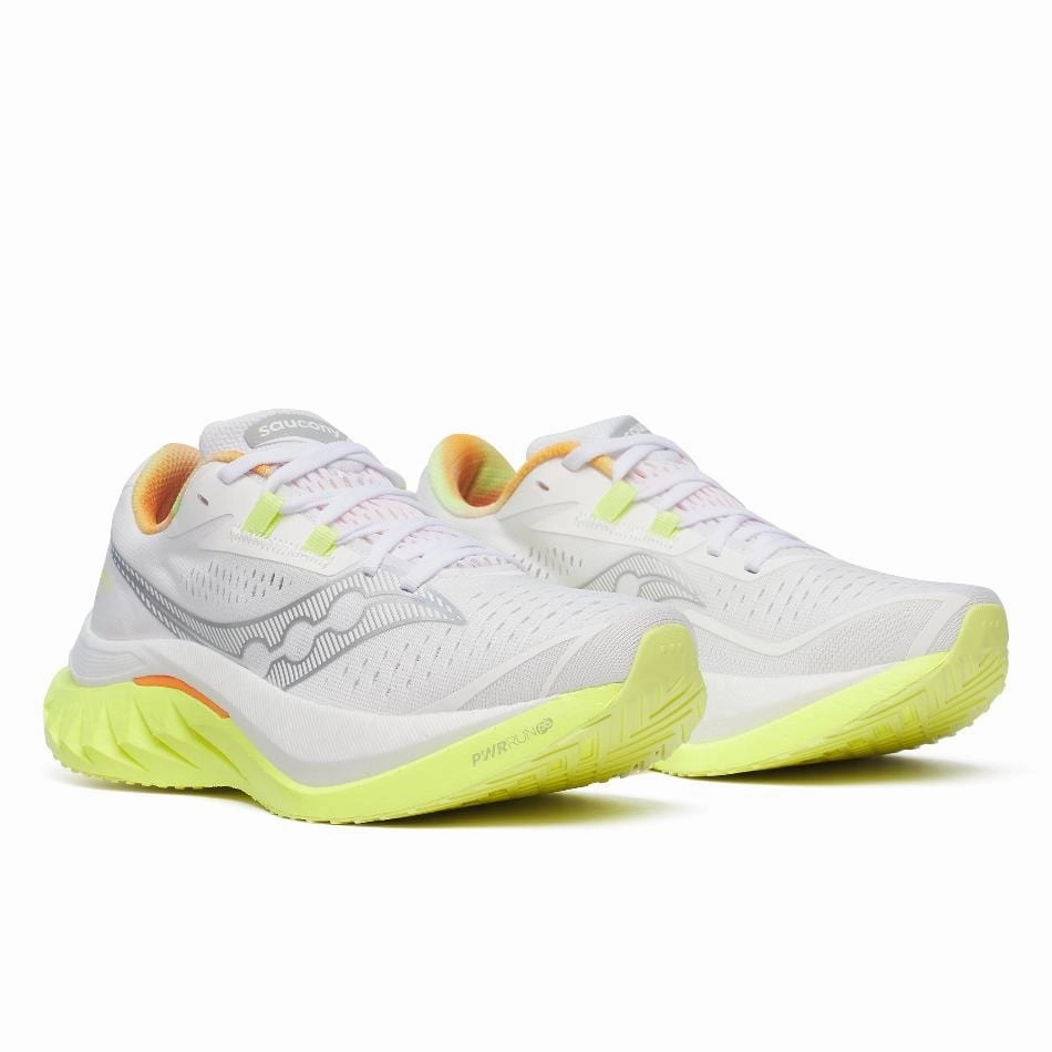 Saucony Women's Endorphin Speed 4 Running Shoes in White/Sunny SS25 Saucony versatile athletic footwear