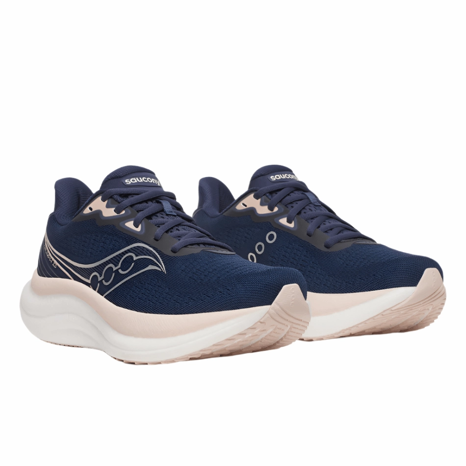 Saucony Women's Triumph 23 Running Shoes in Navy/Cameo AW25 Saucony versatile athletic footwear