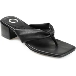 Seelah Womens Faux Leather Thong Block Heels
