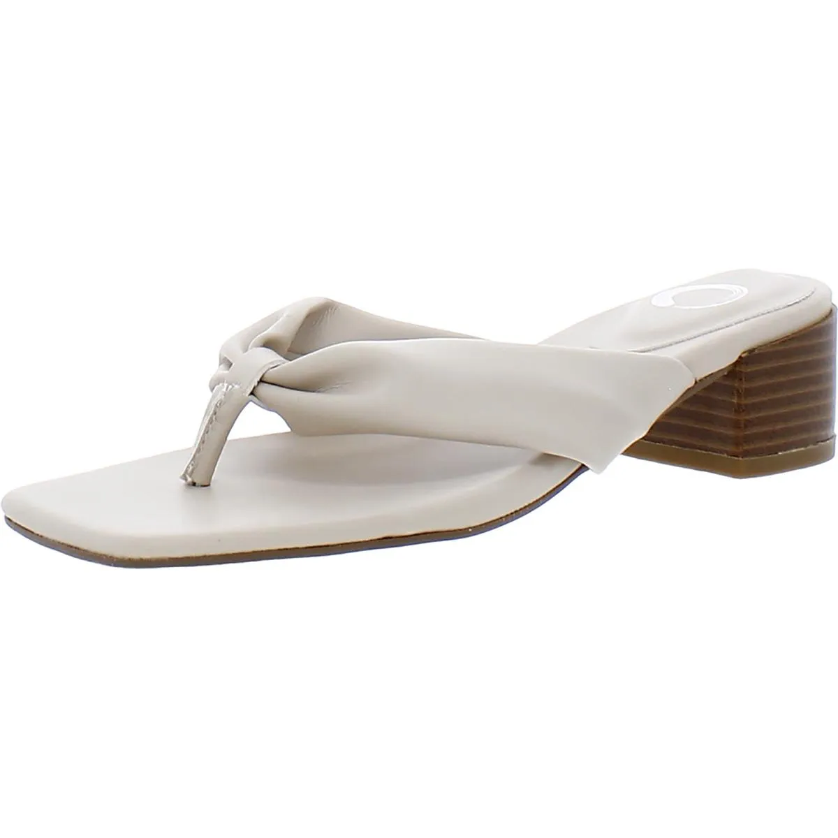 Seelah Womens Faux Leather Thong Block Heels