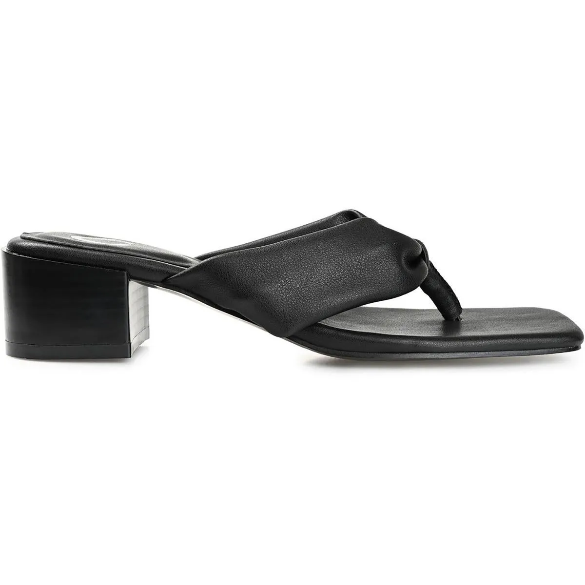 Seelah Womens Faux Leather Thong Block Heels