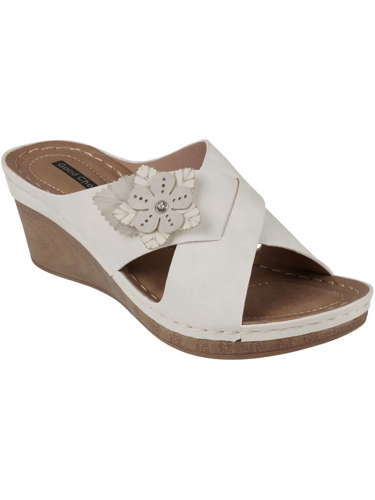 Selly Womens Faux Suede Slip On Wedge Sandals