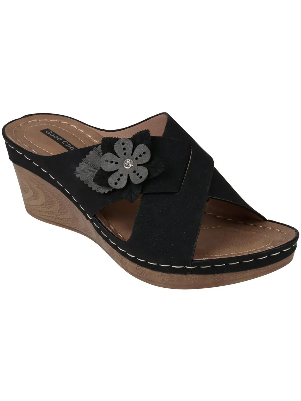 Selly Womens Faux Suede Slip On Wedge Sandals