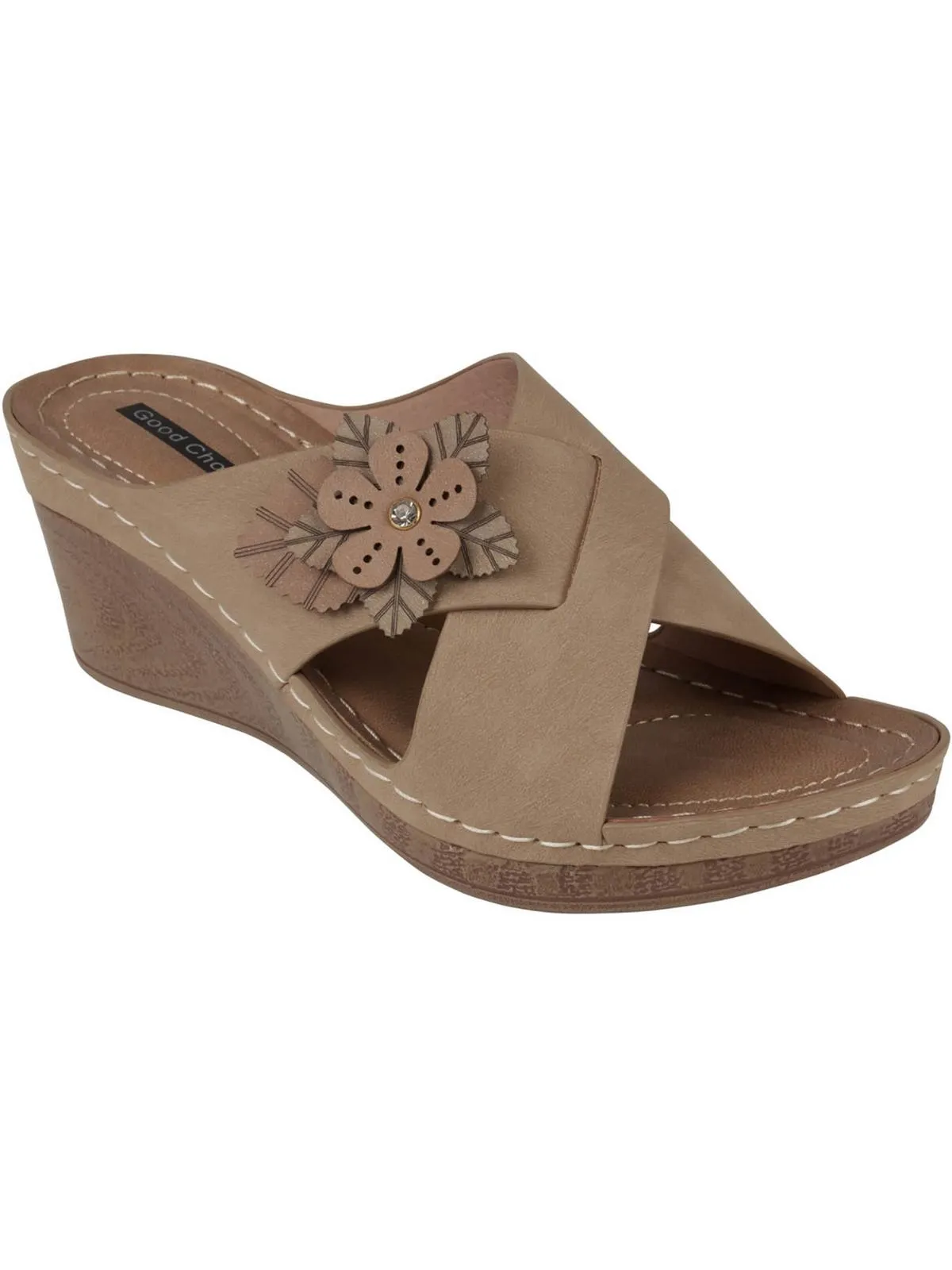 Selly Womens Faux Suede Slip On Wedge Sandals