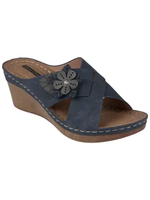 Selly Womens Faux Suede Slip On Wedge Sandals