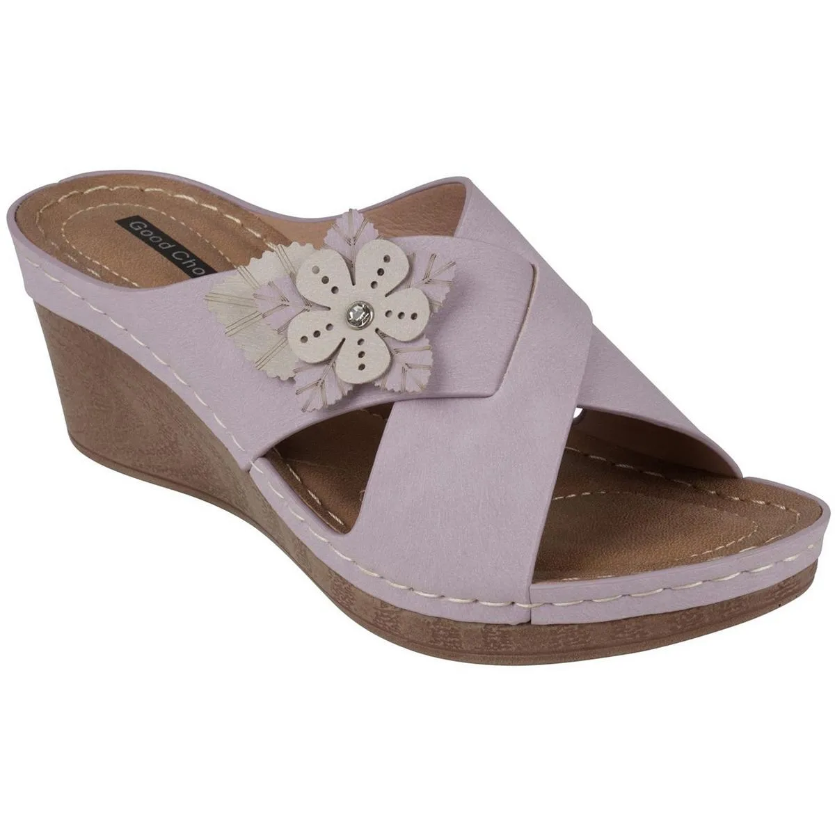 Selly Womens Faux Suede Slip On Wedge Sandals
