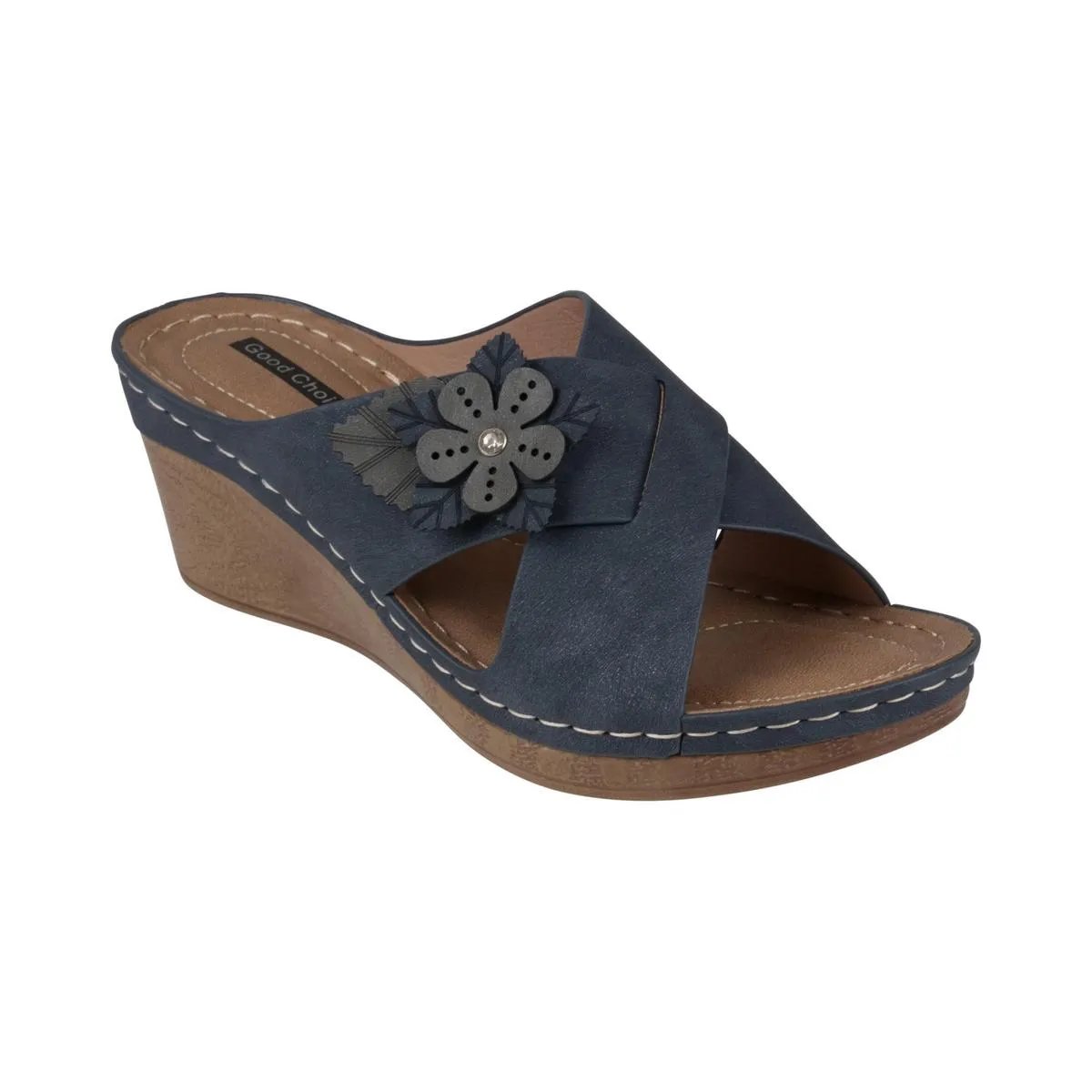Selly Womens Faux Suede Slip On Wedge Sandals