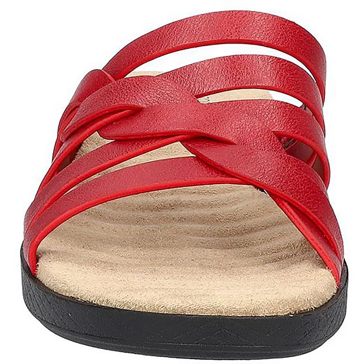 Sheri Womens Faux Leather Slip On Slide Sandals