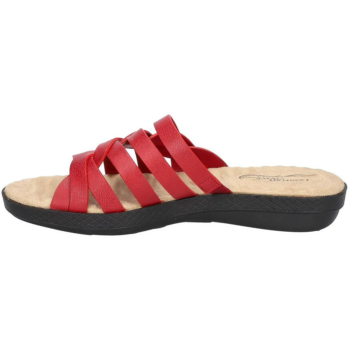 Sheri Womens Faux Leather Slip On Slide Sandals
