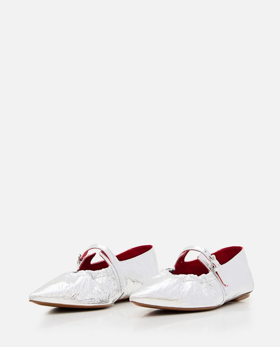 Silver Ballerina Flats With Buckle Fastening