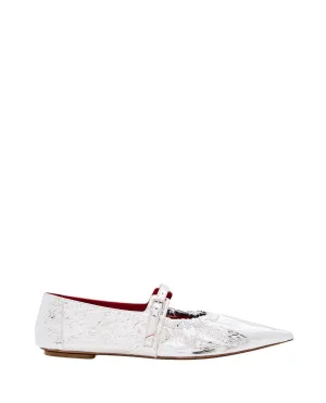 Silver Ballerina Flats With Buckle Fastening