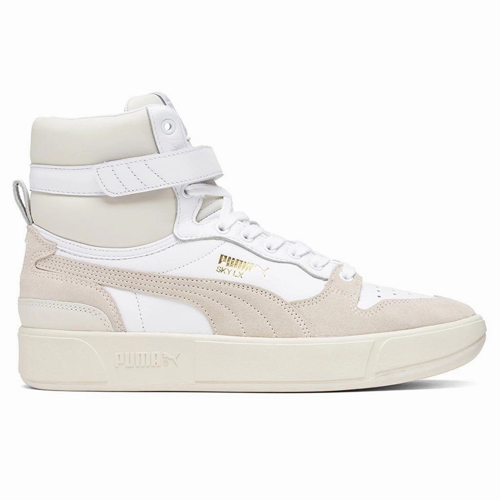 Sky LX Mid Lux - White/Whisper White Puma trainers with bold stripe logo