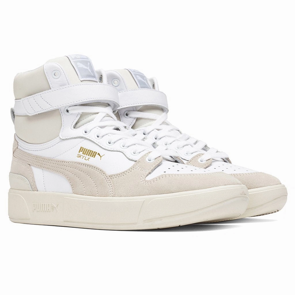 Sky LX Mid Lux - White/Whisper White Puma Stripe Logo Trainers