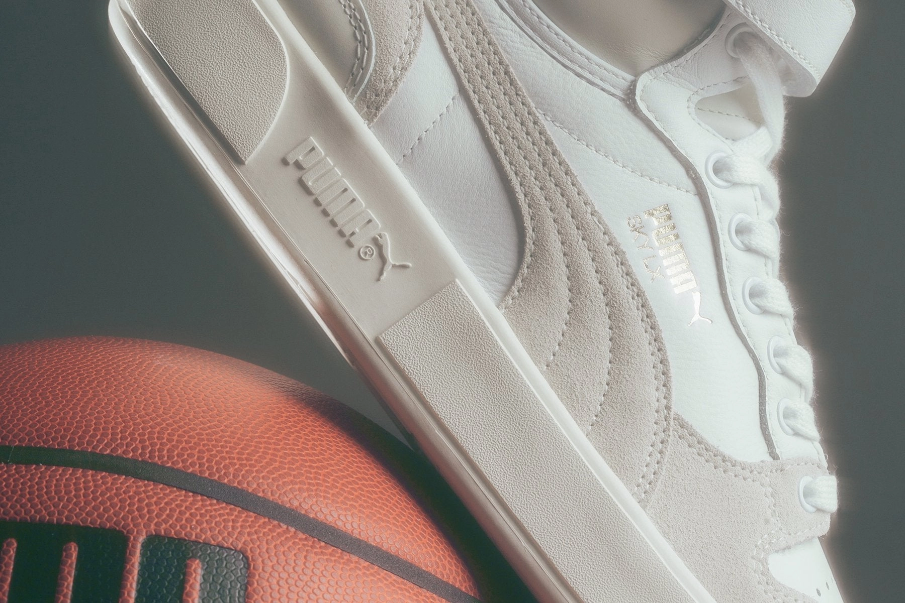 Sky LX Mid Lux - White/Whisper White Puma Stripe Logo Trainers